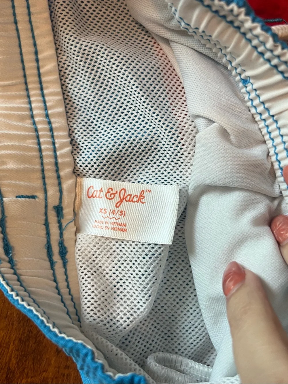 Cat & Jack Boys Red White Blue Swim Trunks Size XS 4/5